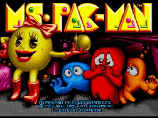 Ms. Pac-Man title screen for Super Nintendo